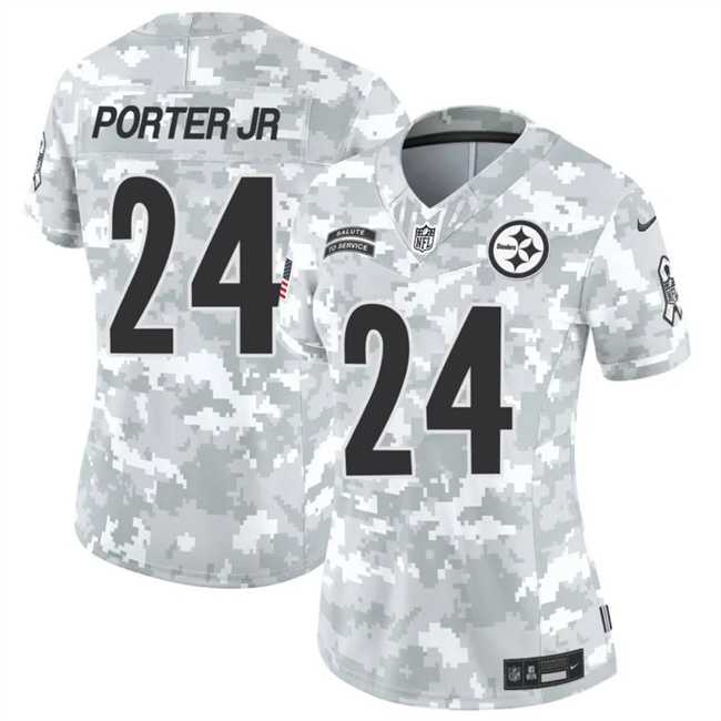 Womens Pittsburgh Steelers #24 Joey Porter Jr. 2024 F.U.S.E Arctic Camo Salute To Service Limited Stitched Jersey Dzhi